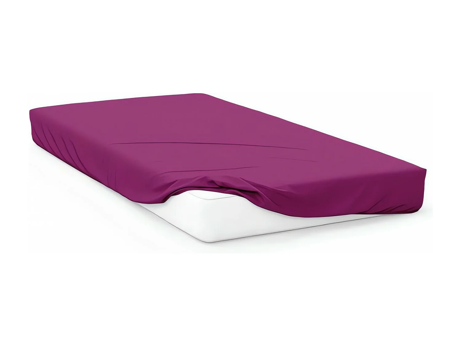 Drap housse 200x200 cm en coton uni 57 Fils/cm2 par SOLEIL D'OCRE cassis