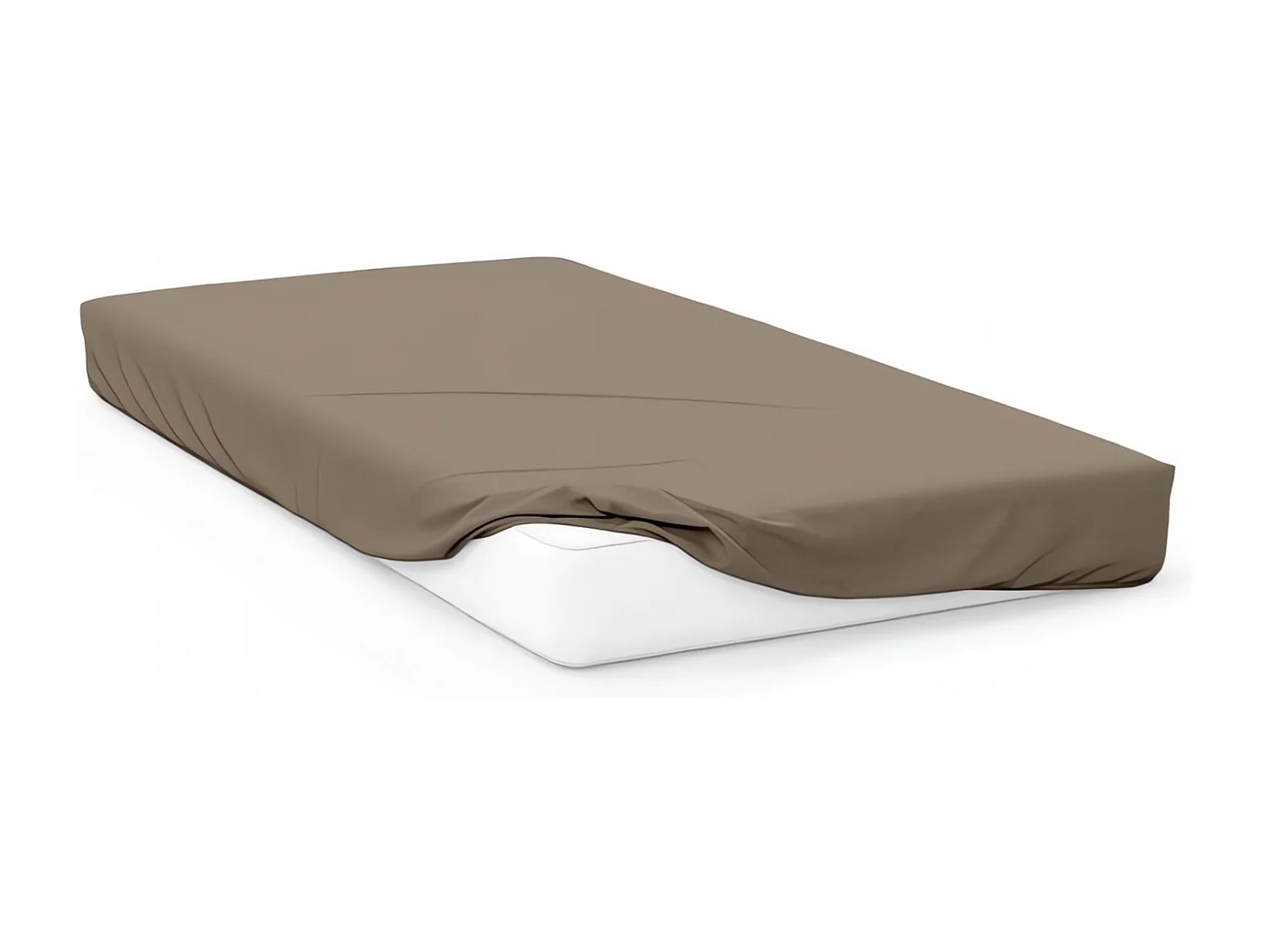 Drap housse 160x200 cm en coton 57 Fils SOLEIL D'OCRE taupe