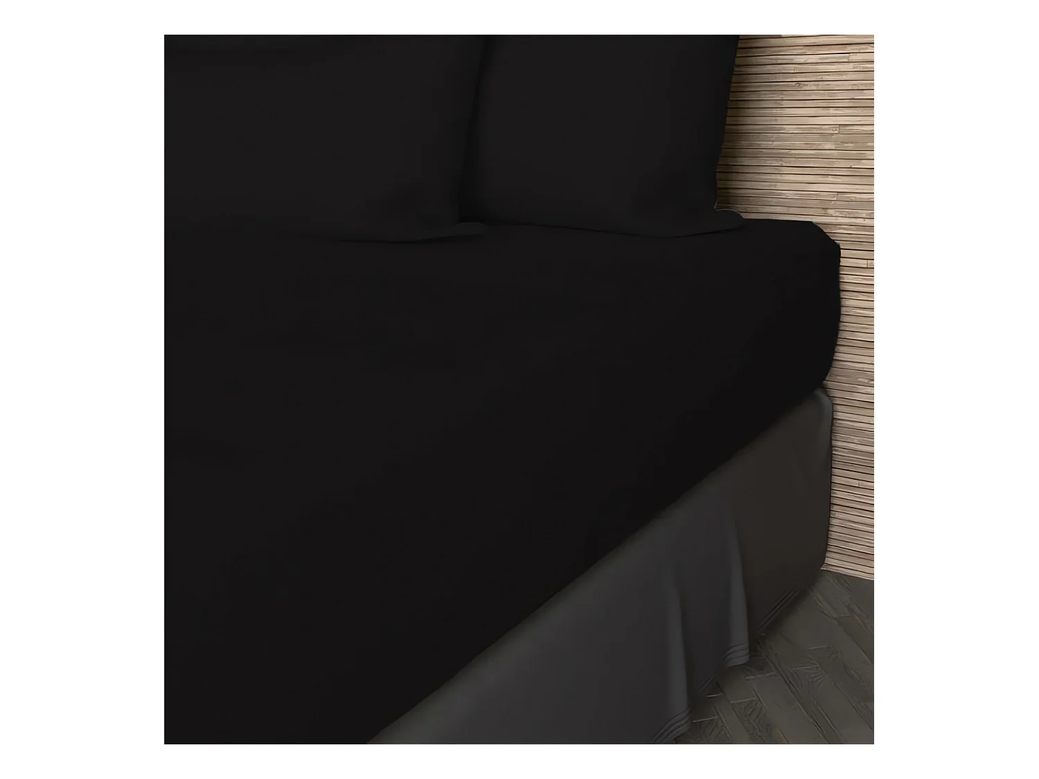 Drap housse en coton 57 fils 90x200 cm UNI noir, par Soleil d'ocre