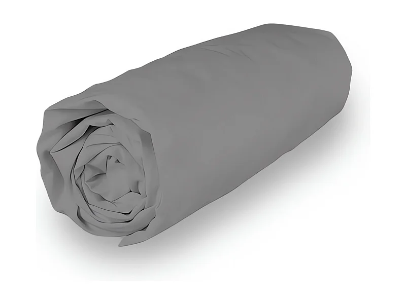 Drap housse en coton 180x200 cm PERCALE gris, par Soleil d'ocre