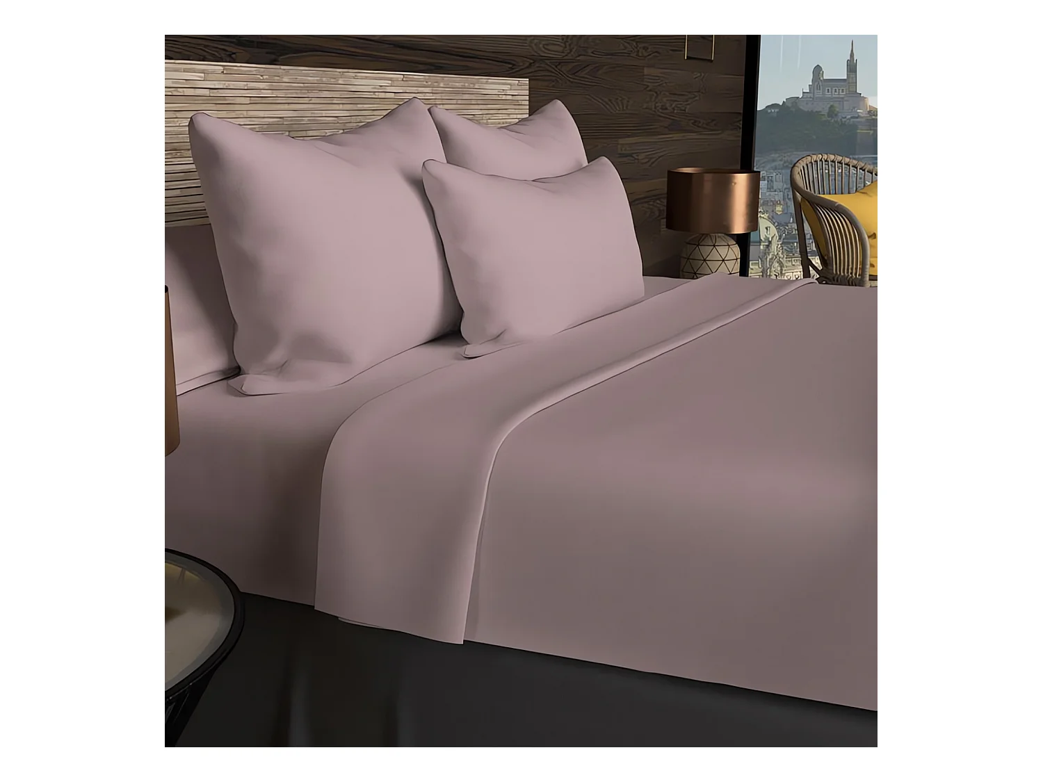 Bajera ajustable de algodón 57 hilos 180x200 cm UNI rosa viejo