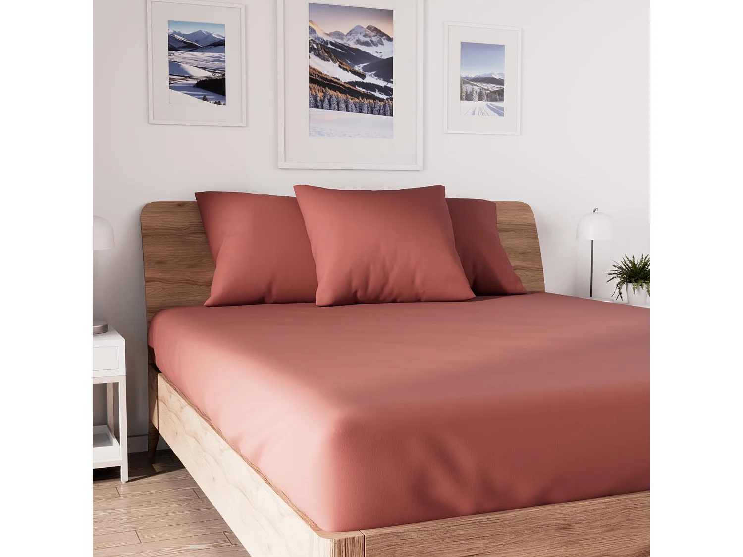 Bajera ajustable de algodón 90x190 cm JERSEY Ladrillo