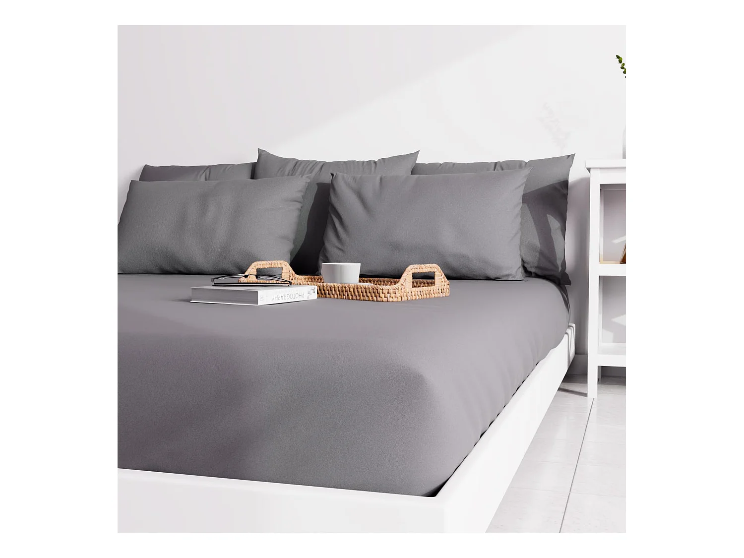 Drap housse uni 140x190 cm ZZZ gris