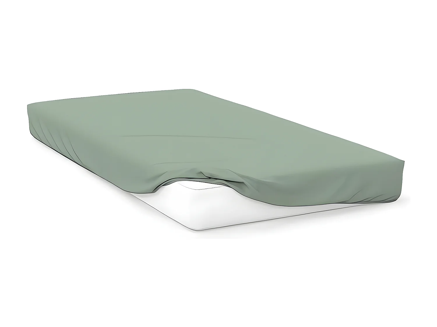 Drap housse en coton 57 fils 160x200 cm UNI vert d'eau, par Soleil d'ocre