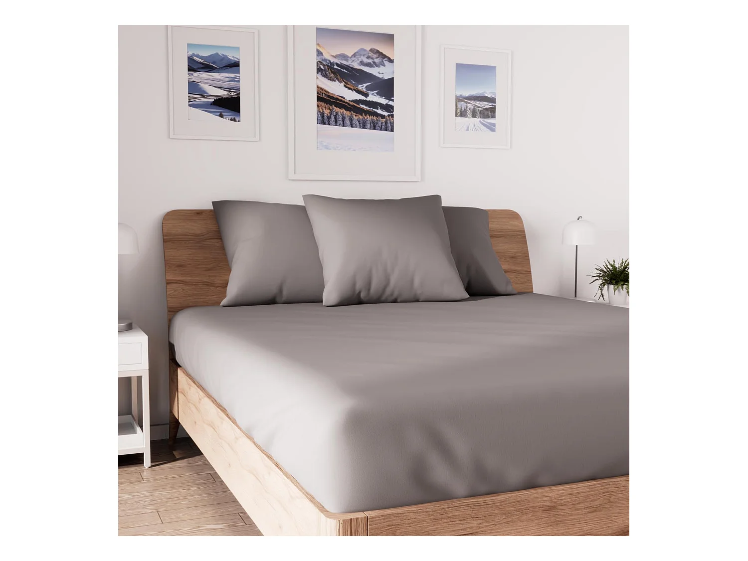 Drap housse en coton 90x190 cm JERSEY gris, par Soleil d'ocre