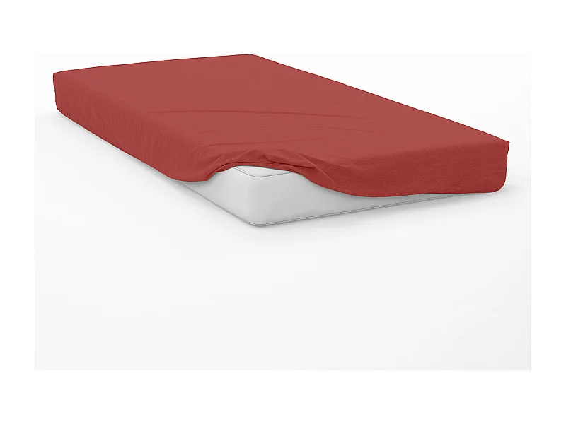 Drap housse en coton 57 fils 70x140 cm BEBE brique, par Soleil d'Ocre