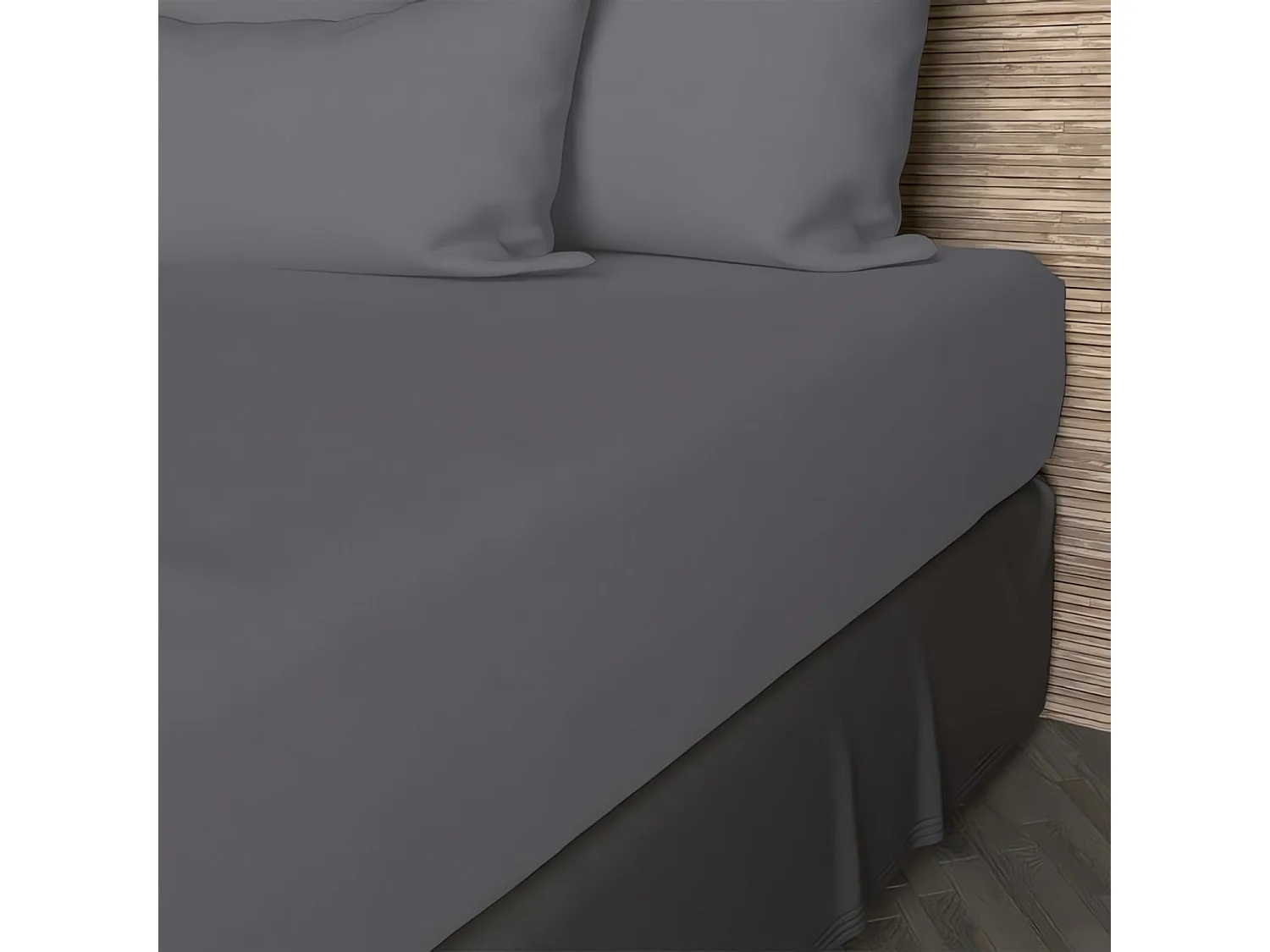 Drap housse en coton 57 fils 90x190 cm UNI gris, par Soleil d'ocre