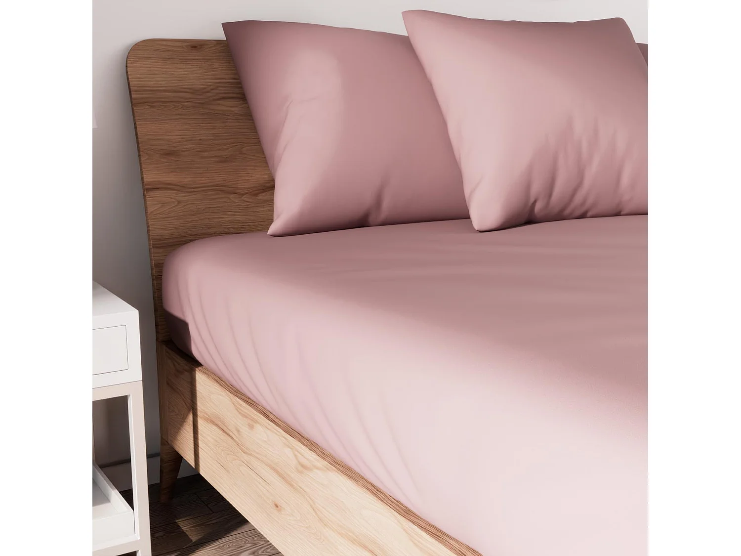 Drap housse en coton 90x190 cm JERSEY vieux rose, par Soleil d'ocre