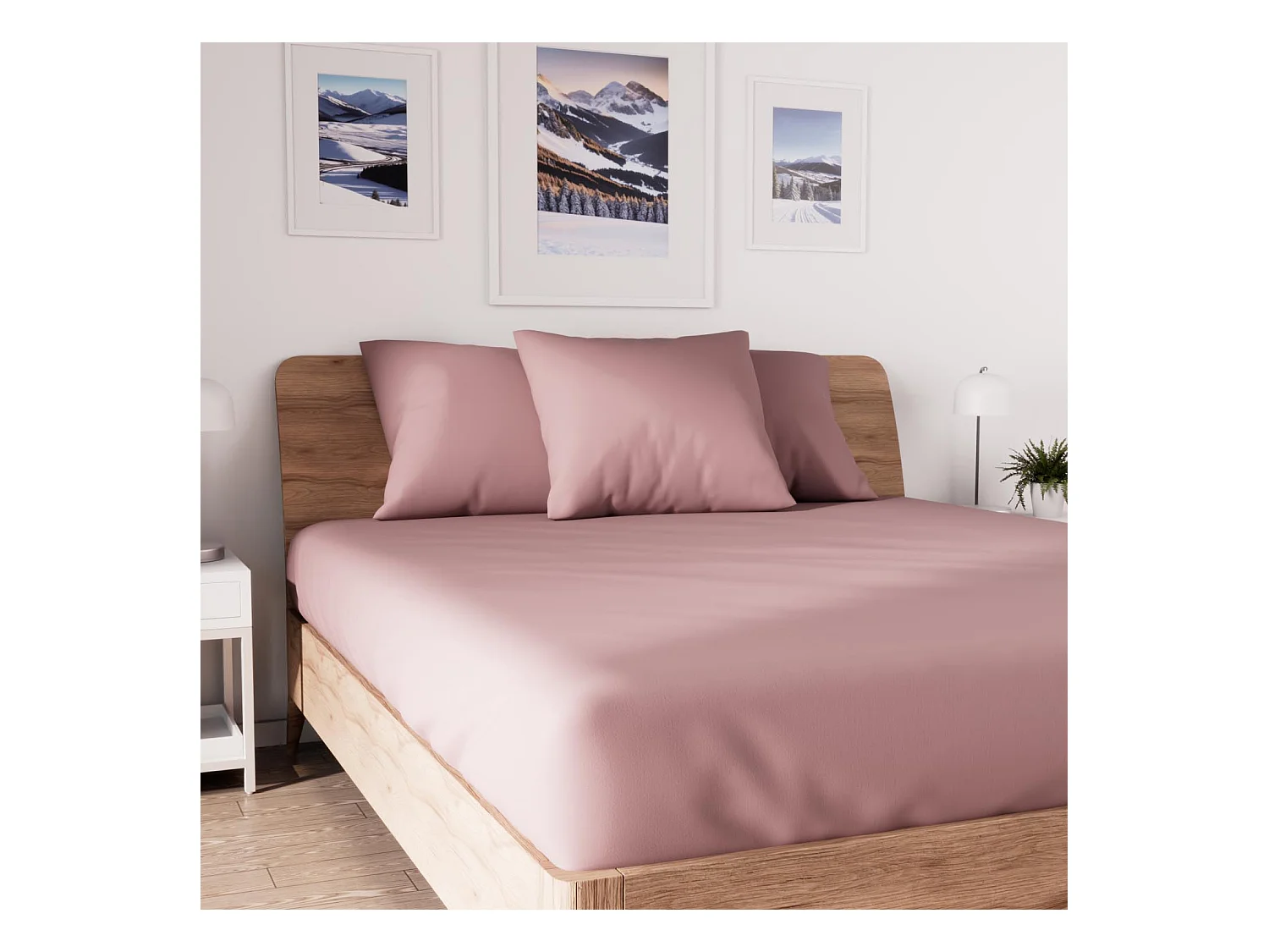Drap housse en coton 90x190 cm JERSEY vieux rose, par Soleil d'ocre