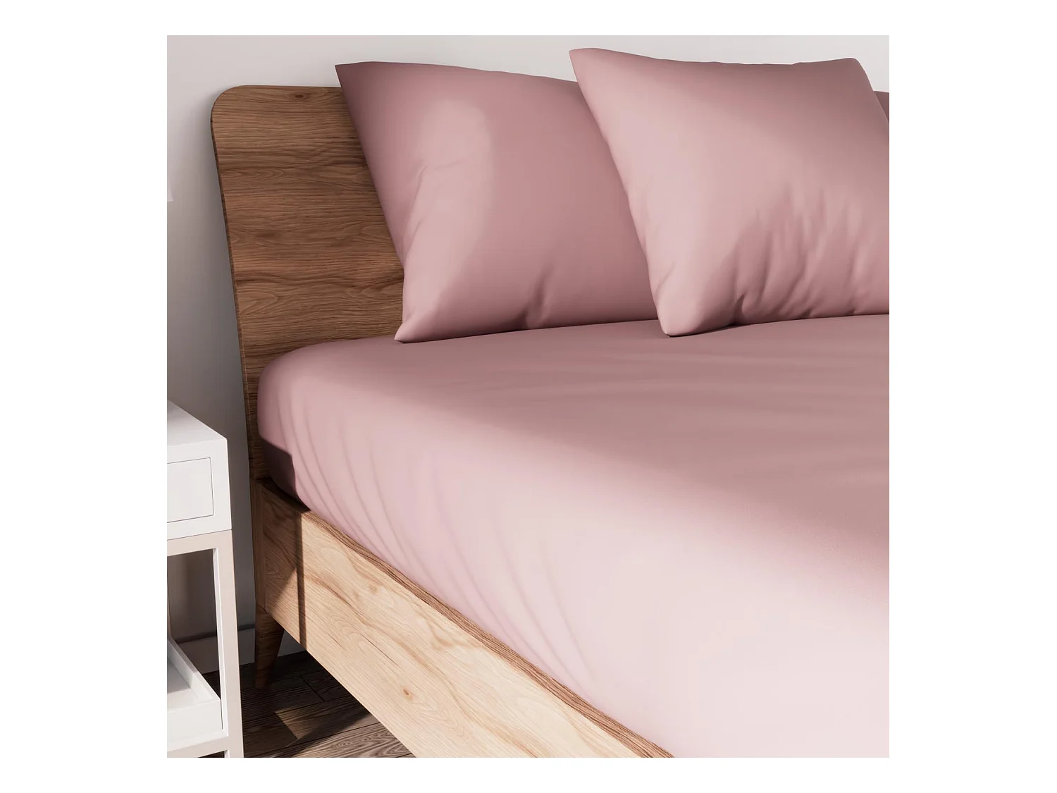 Bajera ajustable de algodón 90x190 cm JERSEY rosa viejo