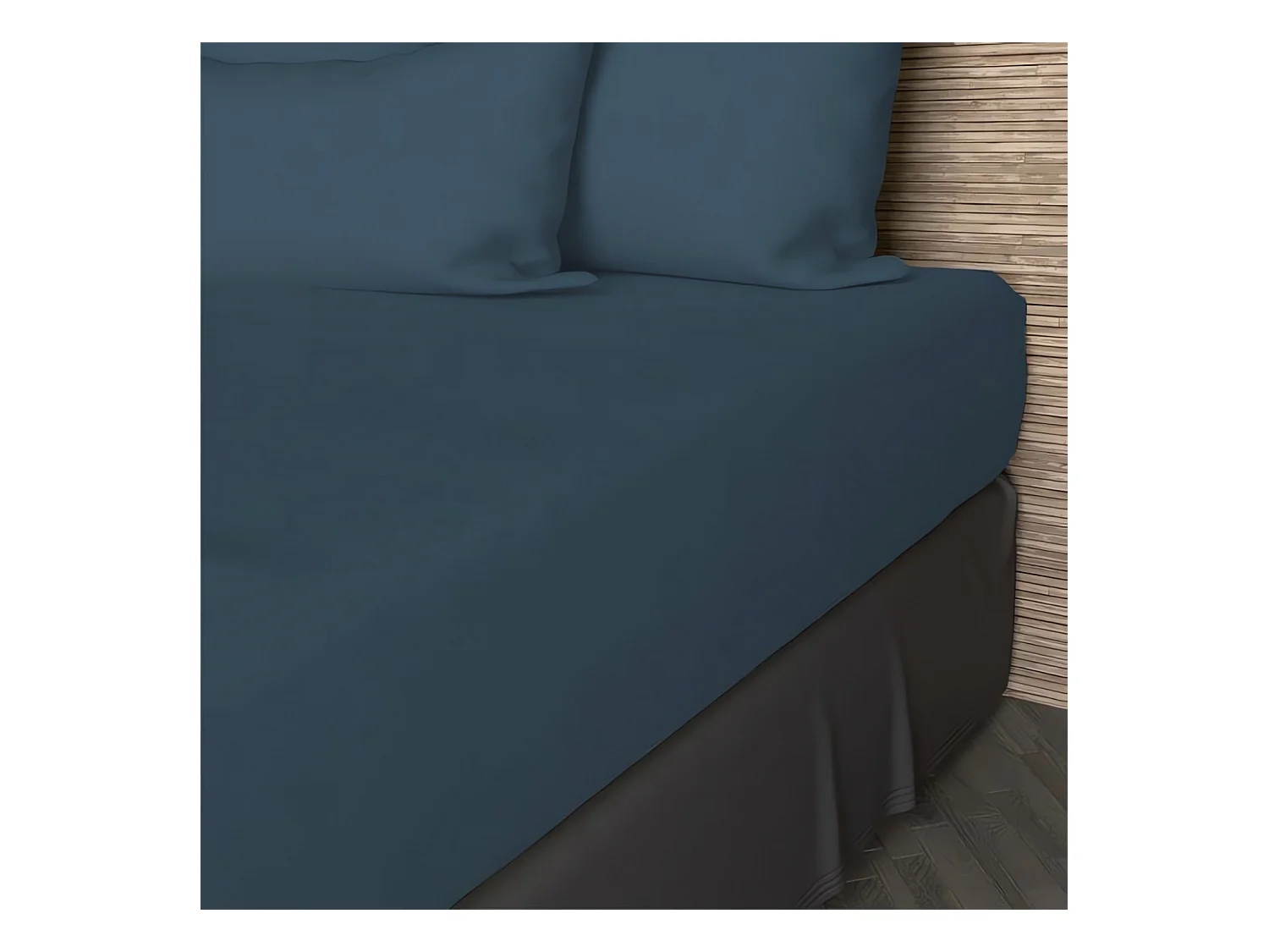 Drap housse en coton 57 fils 90x190 cm UNI bleu canard, par Soleil d'ocre