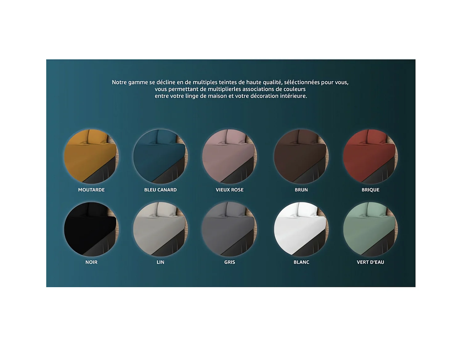 Drap housse en coton 57 fils 90x190 cm UNI bleu canard, par Soleil d'ocre