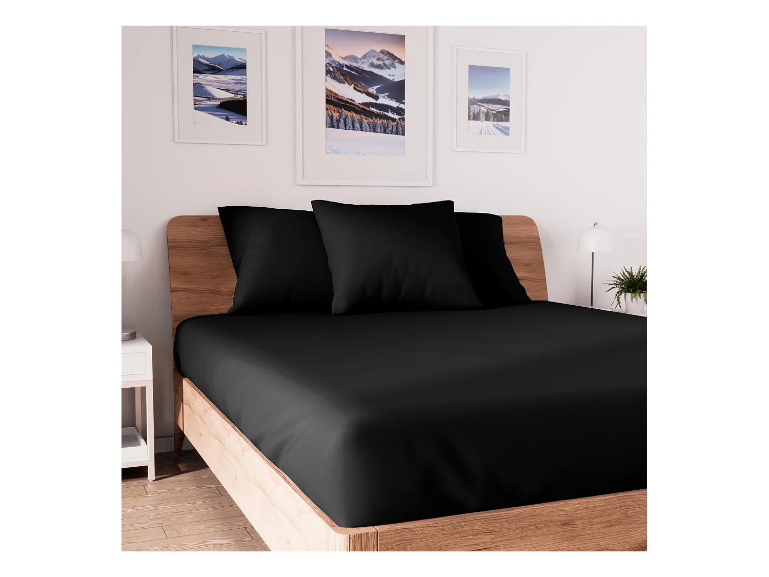 Drap housse en coton 90x190 cm JERSEY noir, par Soleil d'ocre