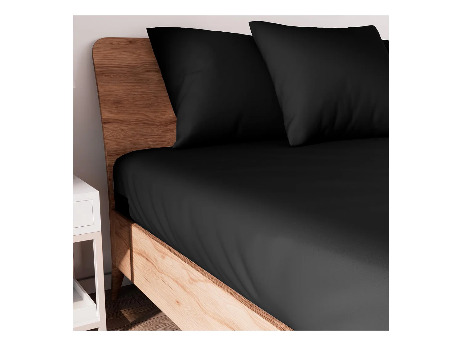 Bajera ajustable de algodón 90x190 cm JERSEY negro