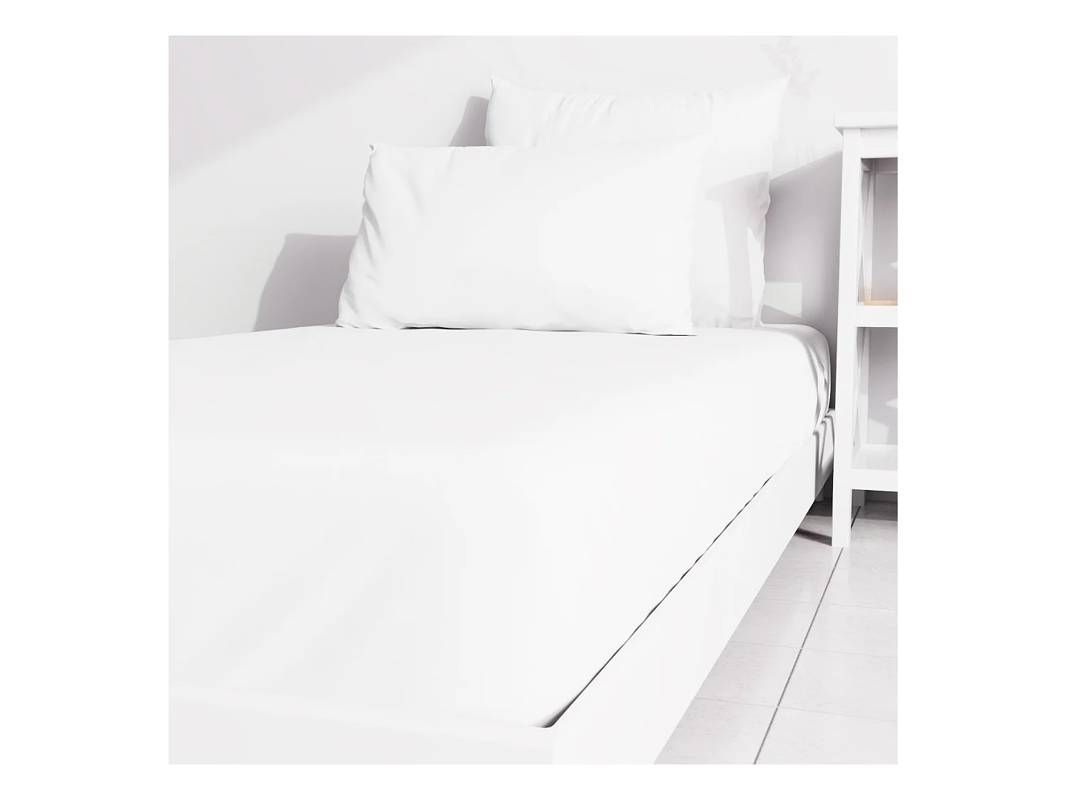 Drap housse uni 90x190 cm ZZZ blanc