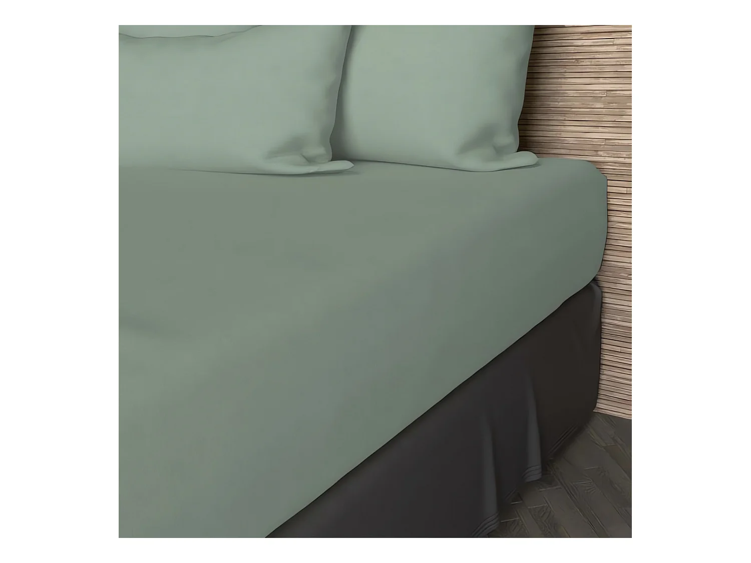 Drap housse en coton 57 fils 90x200 cm UNI vert d'eau, par Soleil d'ocre