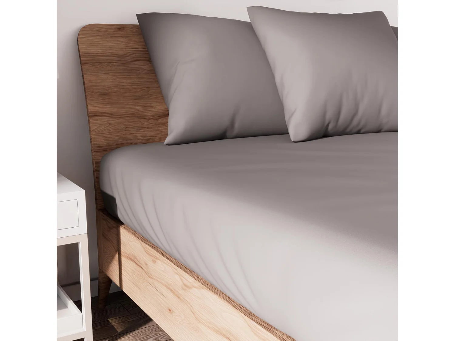 Drap housse en coton 160x200 cm JERSEY gris, par Soleil d'ocre