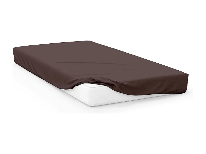 Drap housse en coton 57 fils 70x140 cm BEBE brun, par Soleil d'Ocre