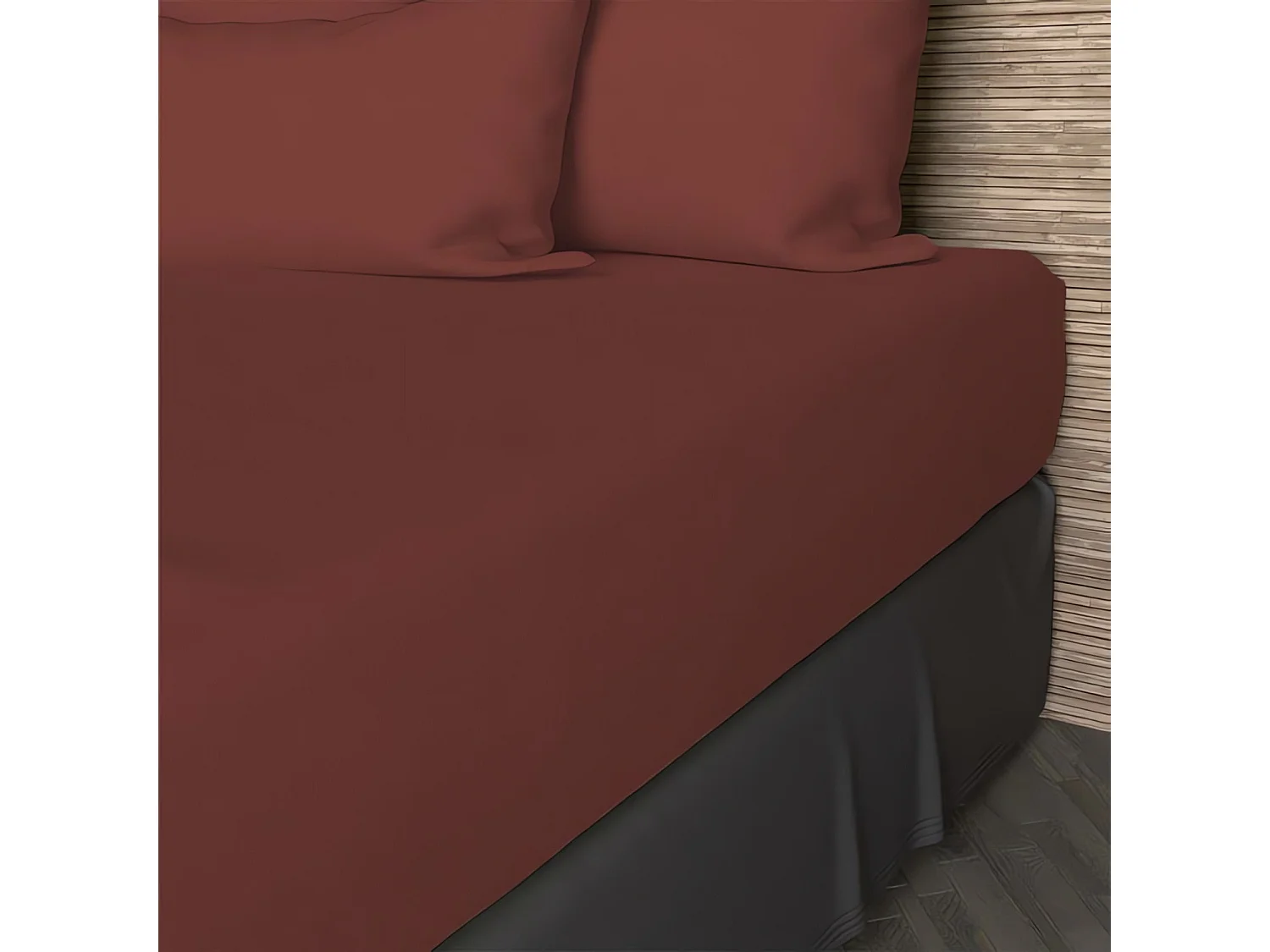 Drap housse en coton 57 fils 140x200 cm UNI brique, par Soleil d'ocre