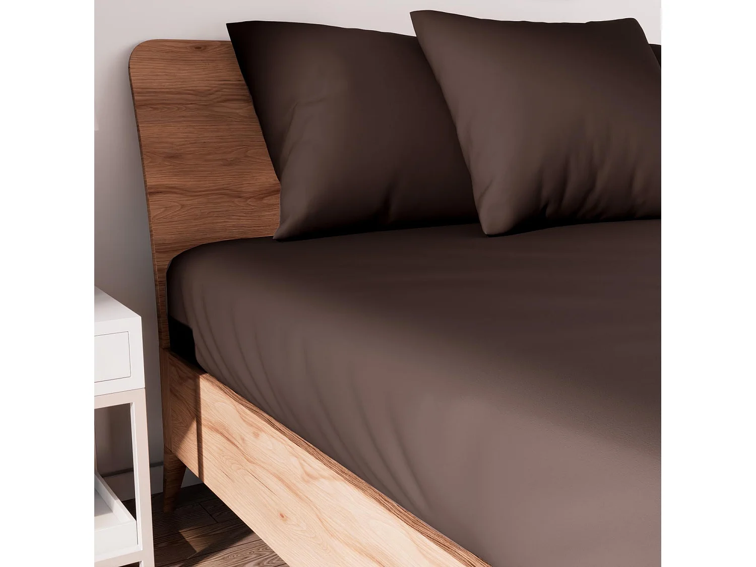 Bajera ajustable de algodón 90x190 cm JERSEY castaño