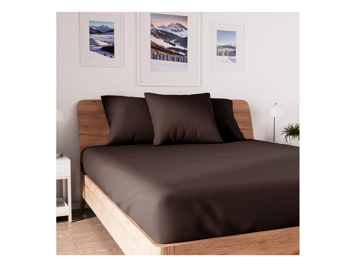 Drap housse en coton 90x190 cm JERSEY brun, par Soleil d'ocre
