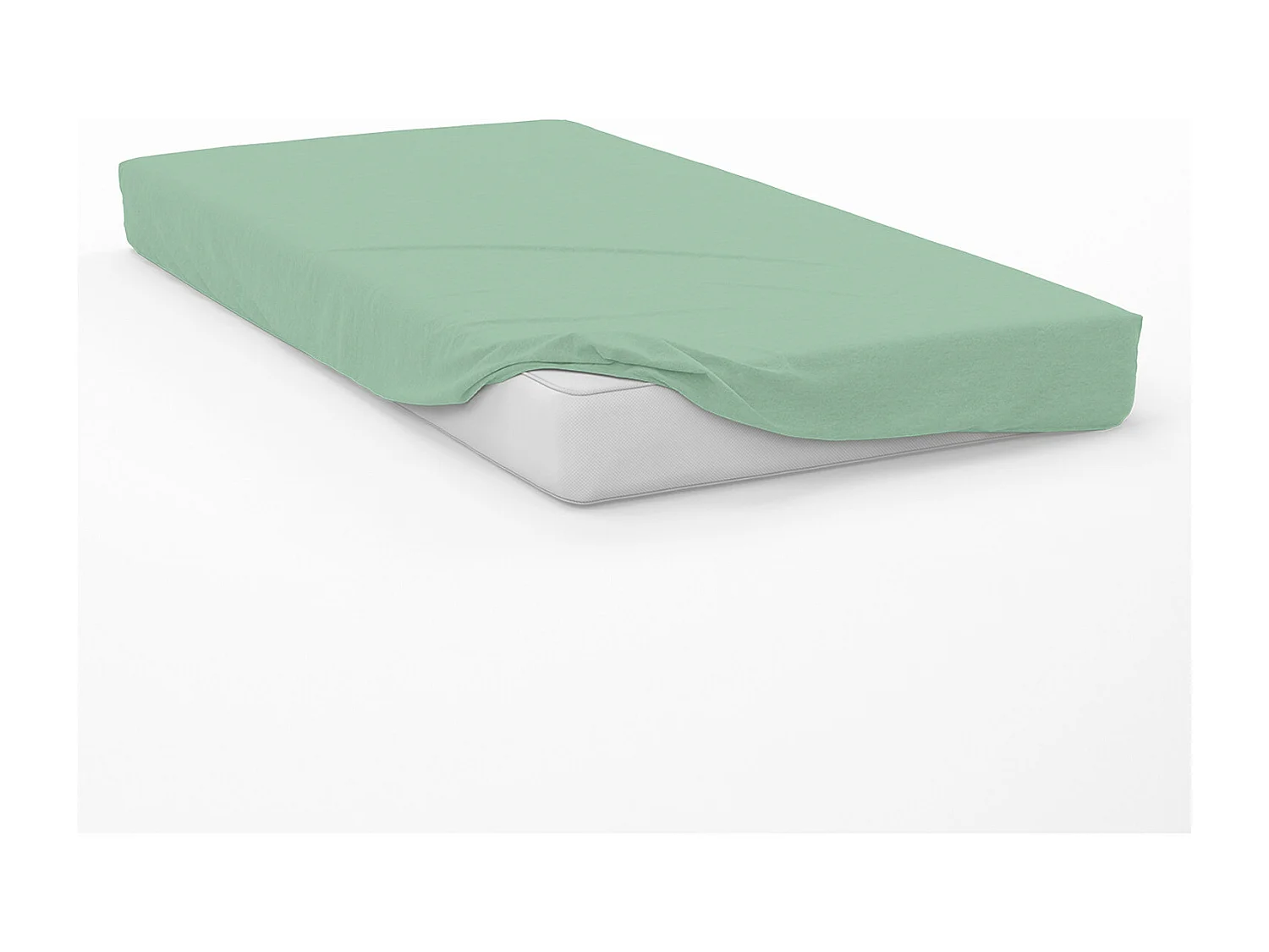 Drap housse en coton 57 fils 70x140 cm BEBE vert eau, par Soleil d'Ocre