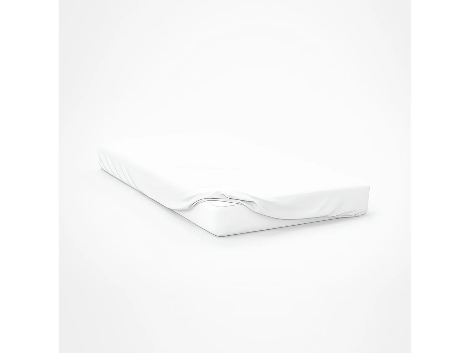 Drap housse en coton 57 fils 90x200 cm UNI blanc, par Soleil d'ocre