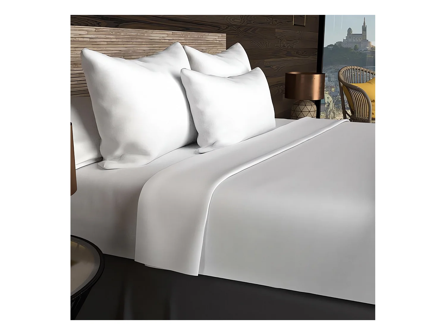 Bajera ajustable de algodón 57 hilos 90x190 cm UNI blanco