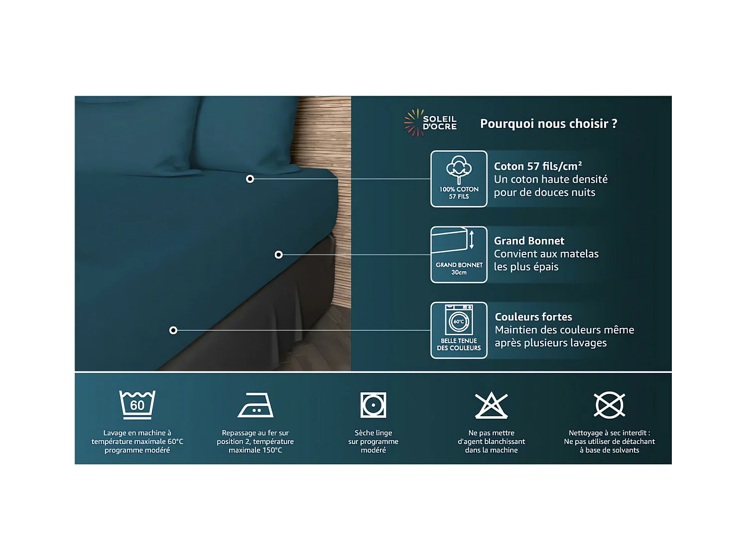 Bajera ajustable de algodón 57 hilos 90x190 cm UNI blanco