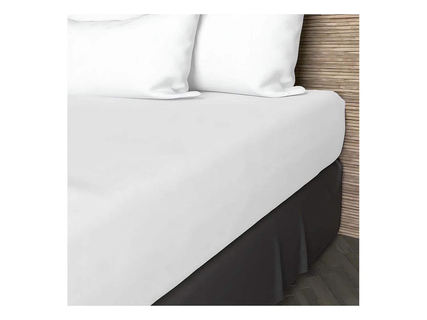 Drap housse en coton 57 fils 140x200 cm UNI blanc, par Soleil d'ocre