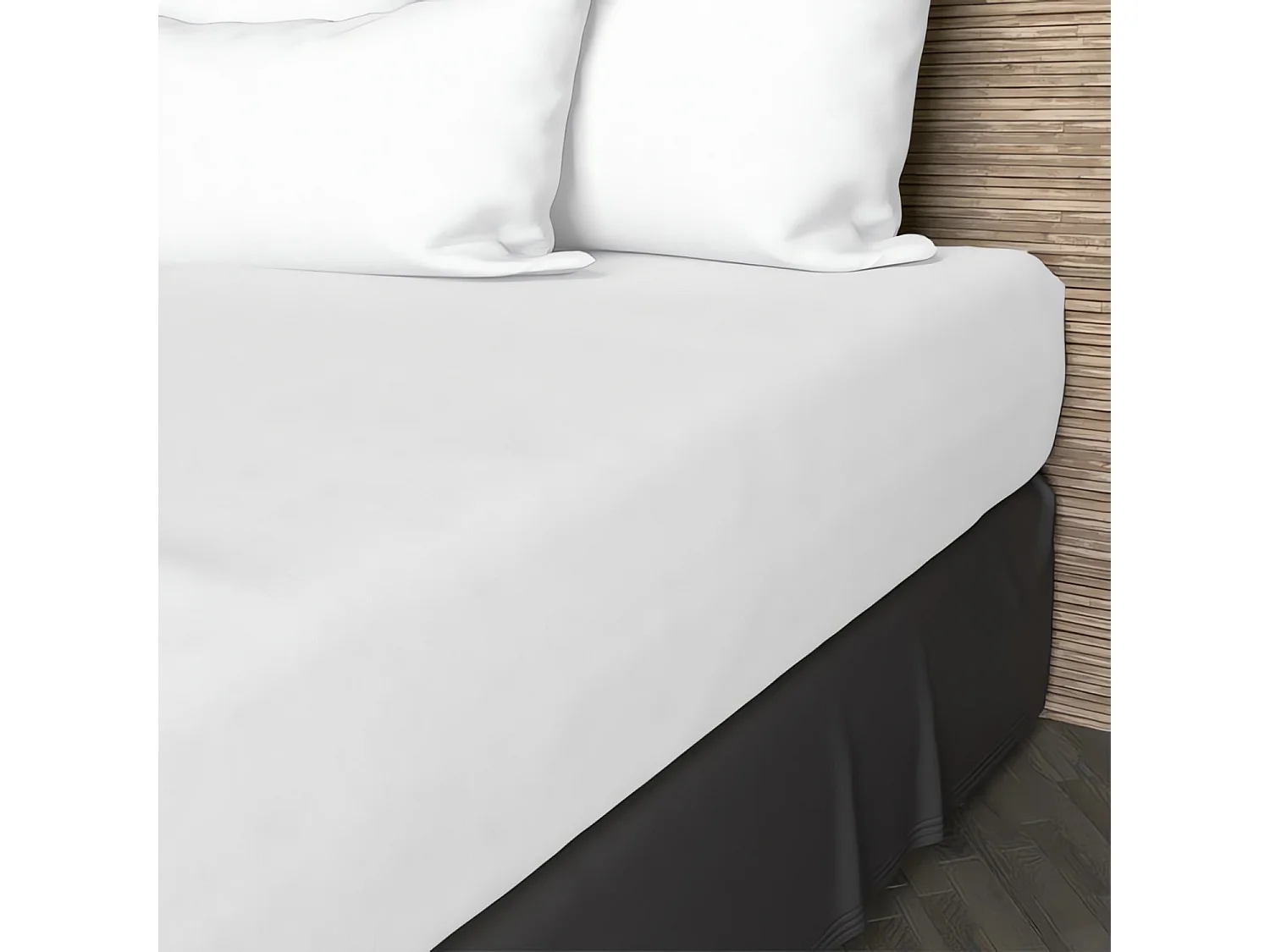 Drap housse en coton 57 fils 140x200 cm UNI blanc, par Soleil d'ocre