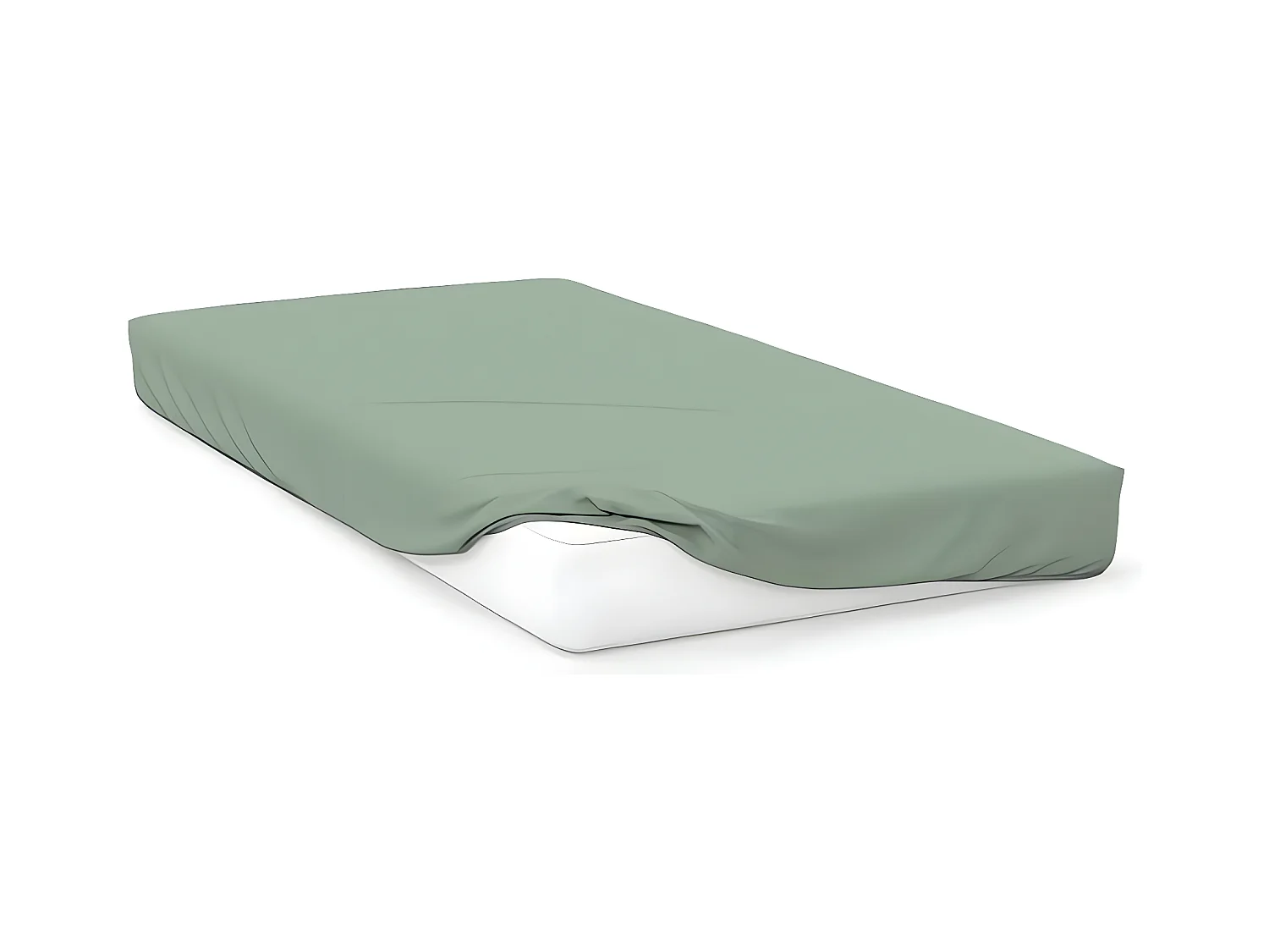 Drap housse en coton 57 fils 90x190 cm UNI vert d'eau, par Soleil d'ocre