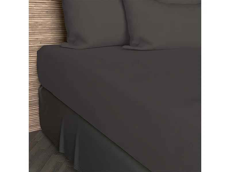 Sábana bajera ajustable 160x200 cm en algodón de 57 hilos SOLEIL D'OCRE antracita
