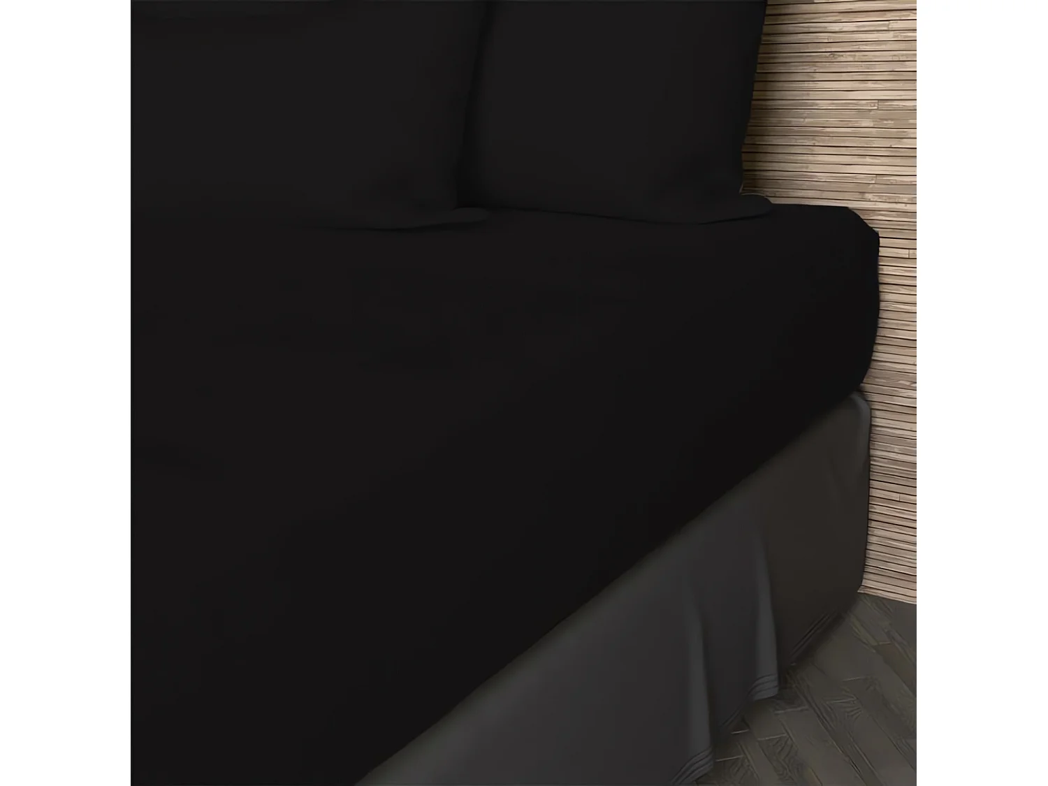Drap housse en coton 57 fils 200x200 cm UNI noir, par Soleil d'ocre