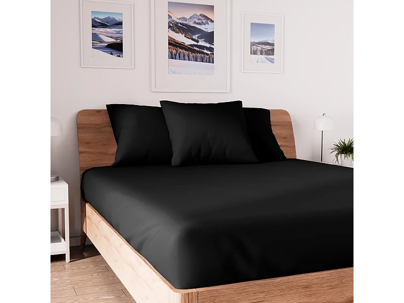 Bajera ajustable de algodón 160x200 cm JERSEY negro