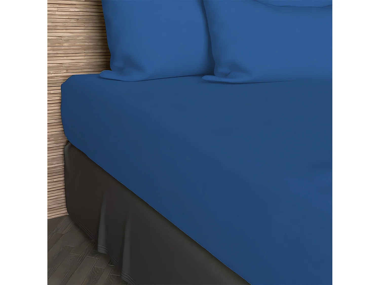 Sábana bajera ajustable 90x190 cm en algodón de 57 hilos SOLEIL D'OCRE azul marino