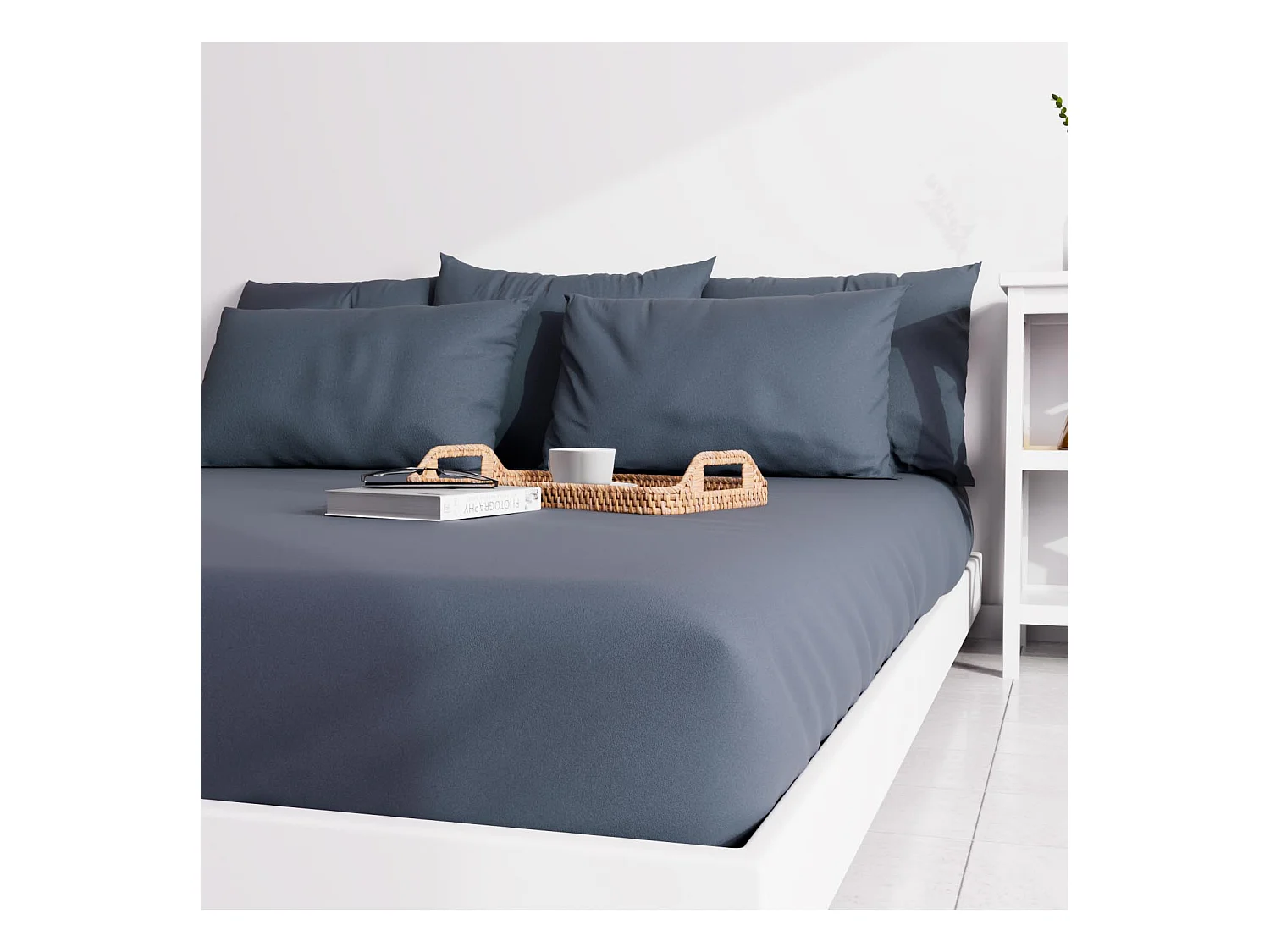 Drap housse uni 140x190 cm ZZZ bleu jean