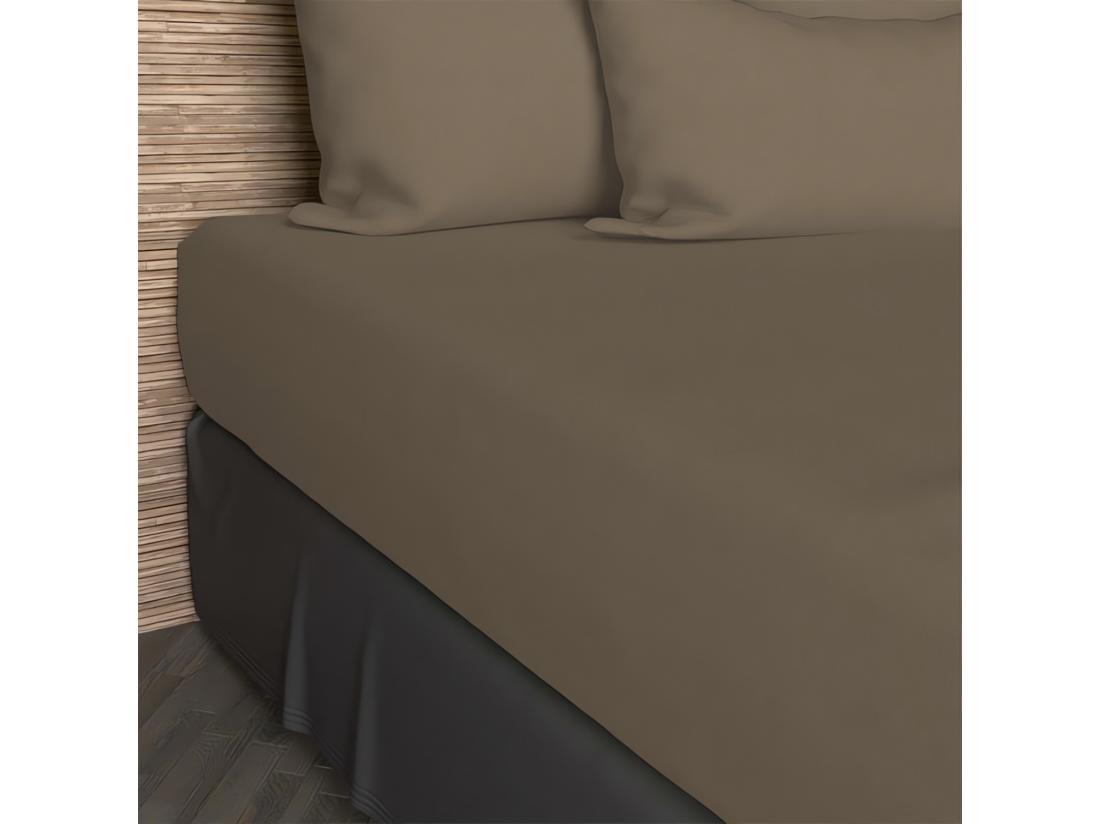vente unique Drap housse 140x200 cm en coton 57 Fils SOLEIL D'OCRE taupe