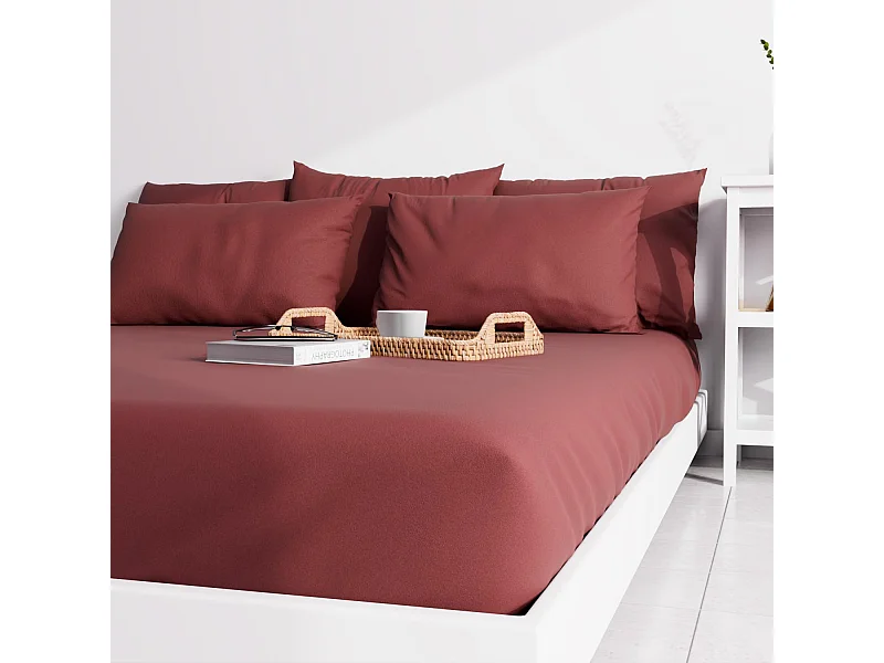 Drap housse uni 140x190 cm ZZZ rouge