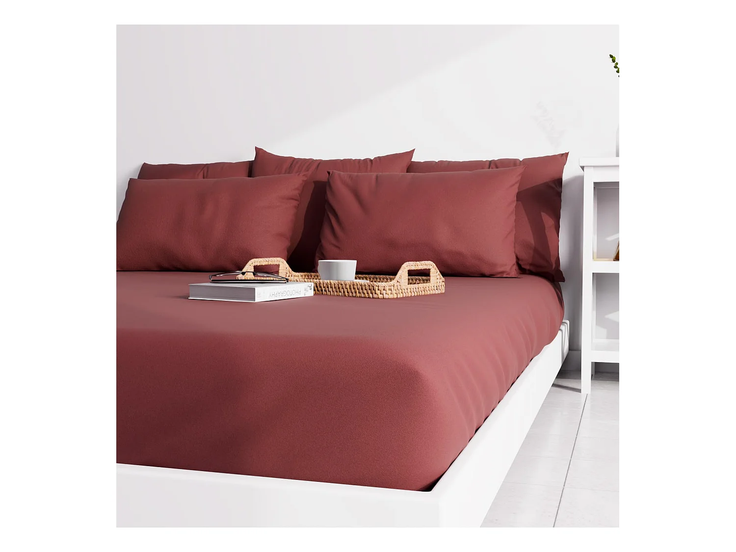 Drap housse uni 160x200 cm ZZZ rouge