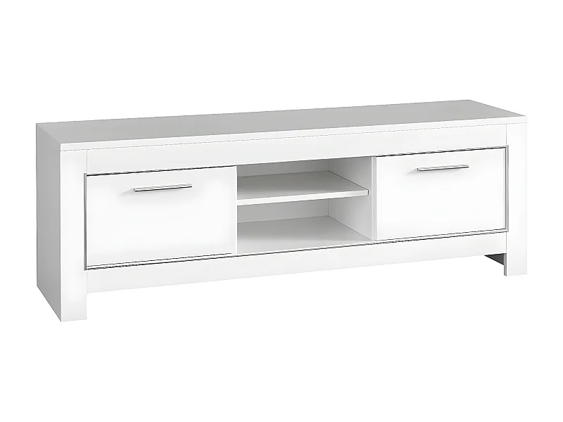 DENAE - Meuble TV 2 Portes L160cm Laqué Blanc Brillant