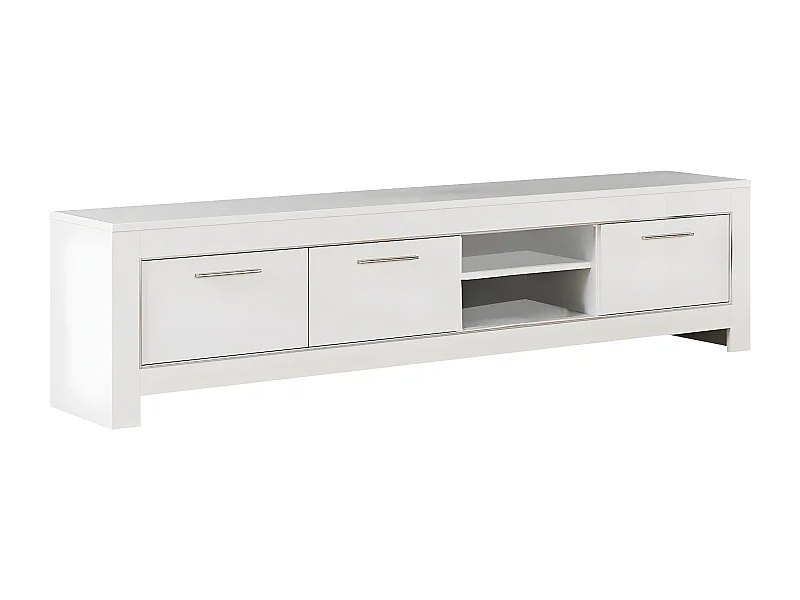 DENAE - Meuble TV 3 Portes L207cm Laqué Blanc Brillant