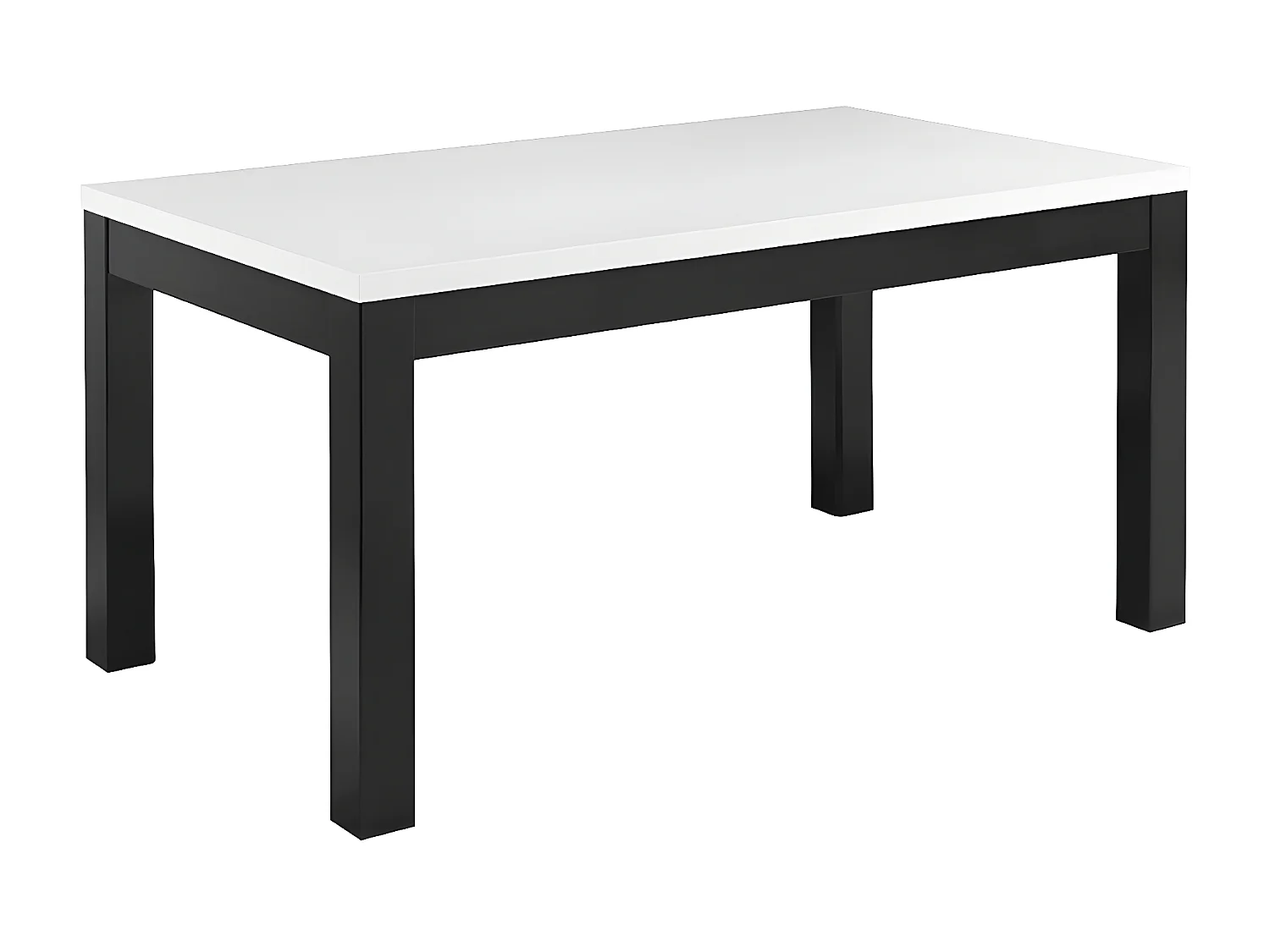 DEYTON - Table Rectangulaire 190x90cm Laquée Noir et Blanc Brillant