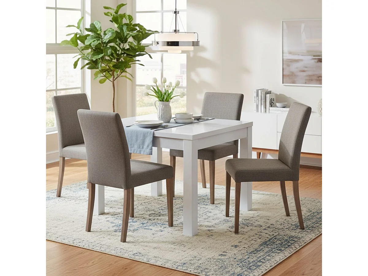 DEYTON - Table de Repas Carrée 100cm Laquée Blanc Brillant