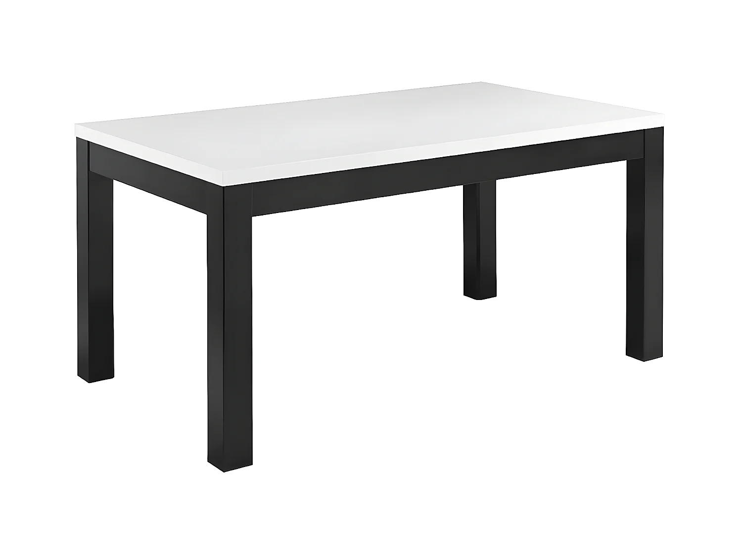 DEYTON - Table Rectangulaire 160x90cm Laquée Noir et Blanc Brillant
