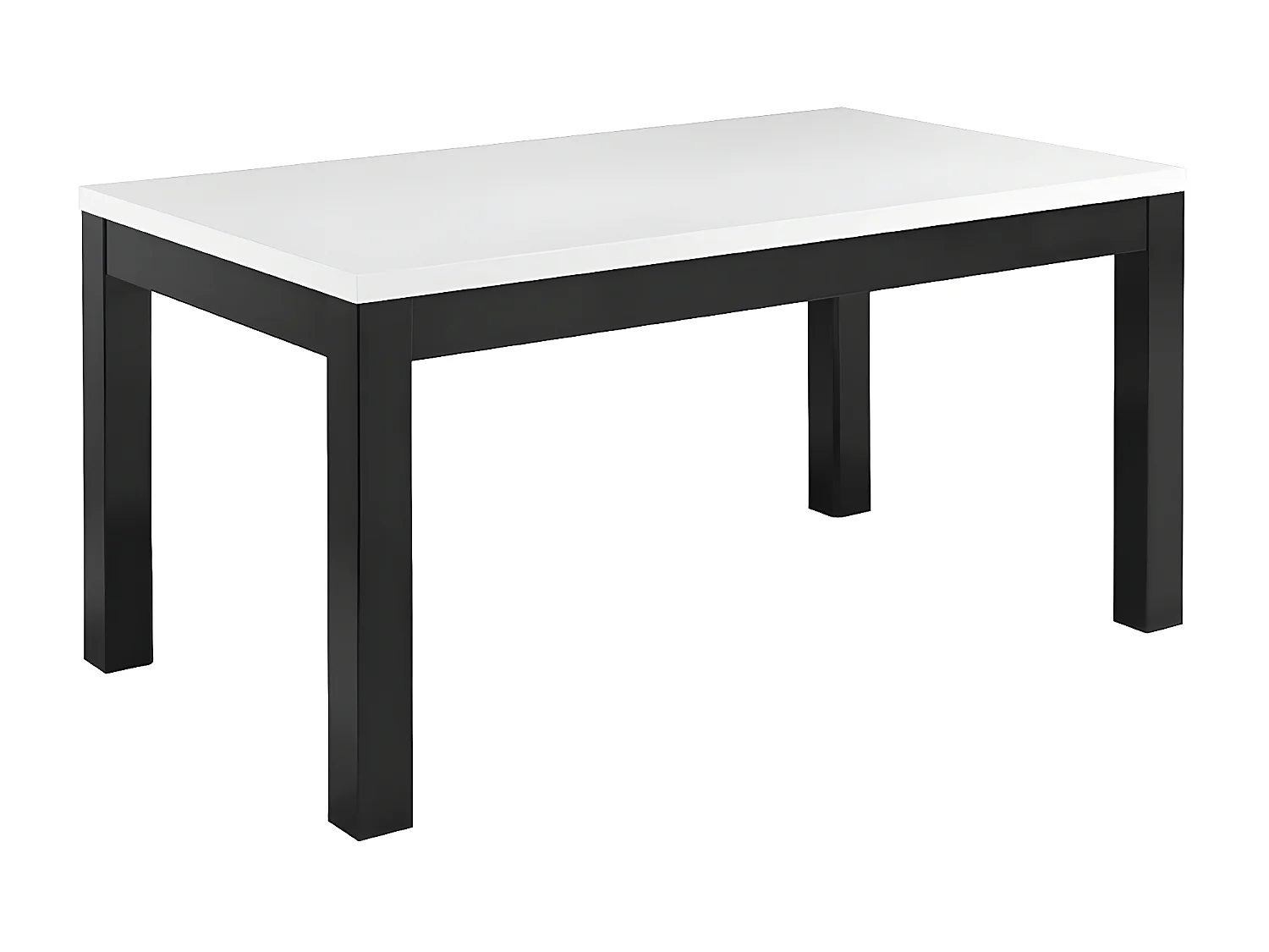DEYTON - Table Rectangulaire 160x90cm Laquée Noir et Blanc Brillant