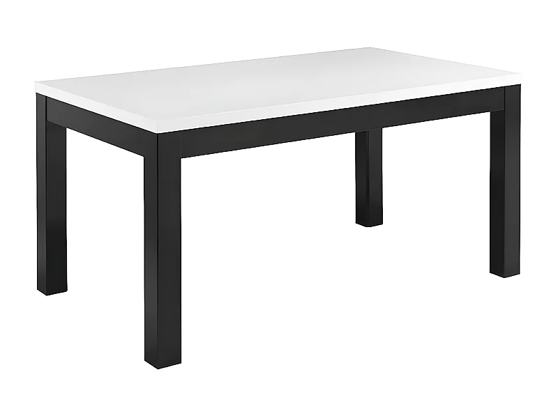 DEYTON - Table Rectangulaire 160x90cm Laquée Noir et Blanc Brillant