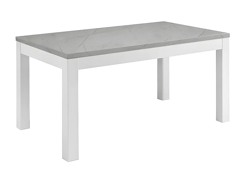 DEYTON - Table Rectangulaire 190x90cm Laquée Blanc et Gris Marbré