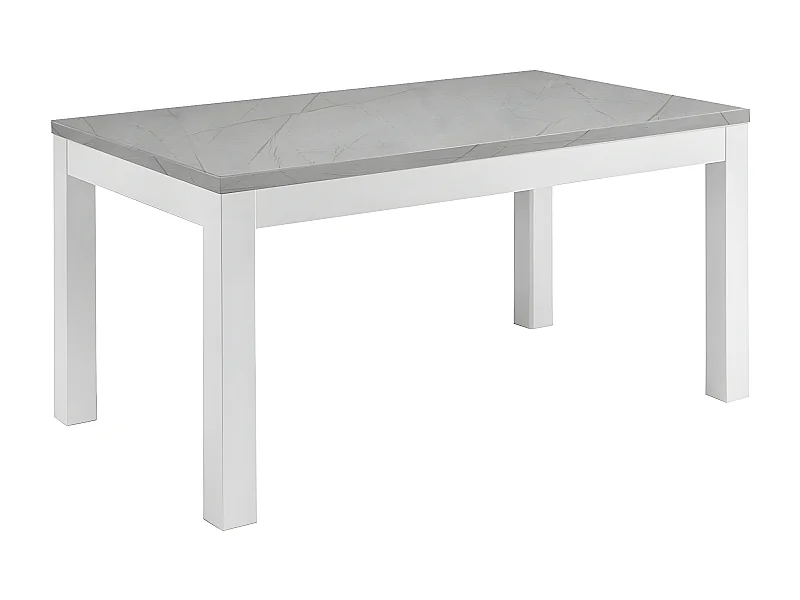 DEYTON - Table Rectangulaire 160x90cm Laquée Blanc et Gris Marbré