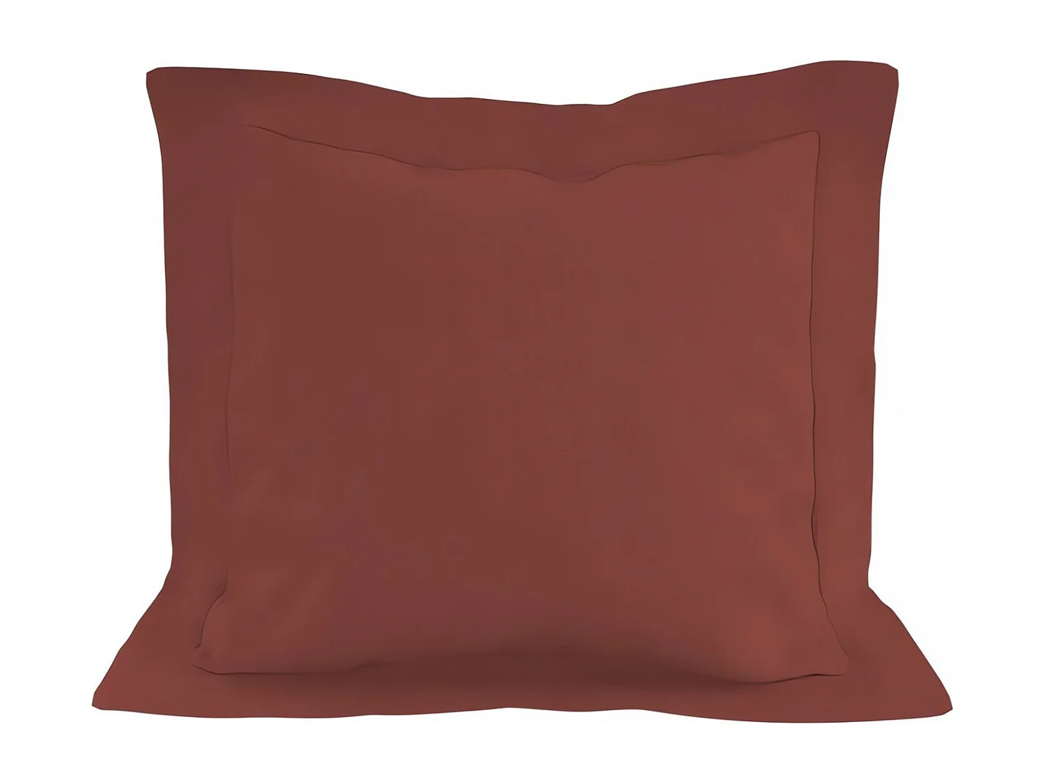 Taie d'oreiller en coton 57 fils 63x63 cm UNI brique, par Soleil d'ocre